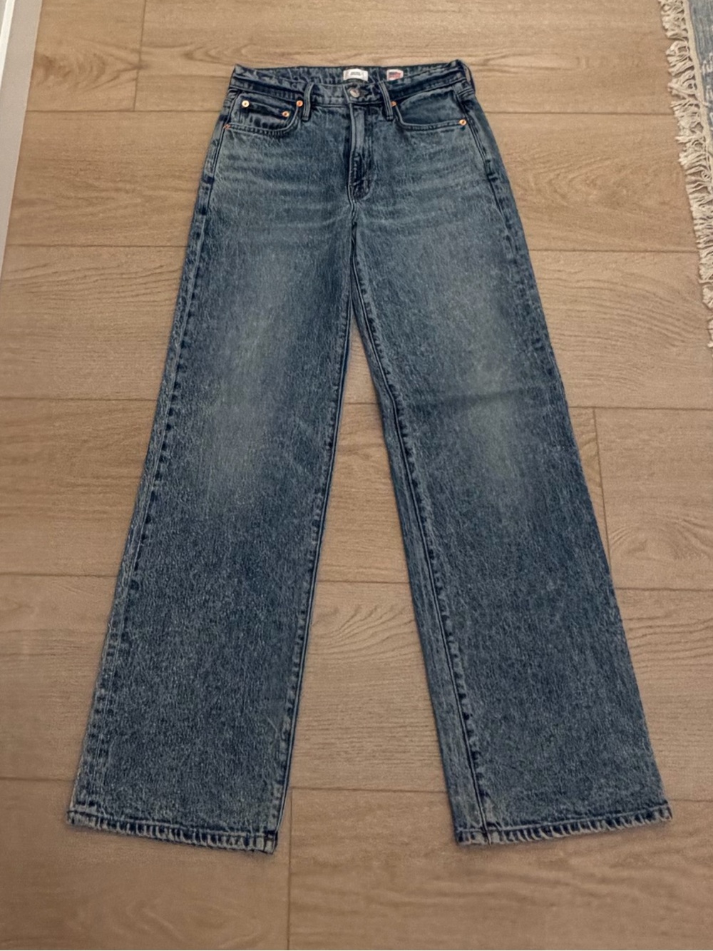 Wide Leg Jeans - Washed Blue Betro Simone Loose and Low Slung